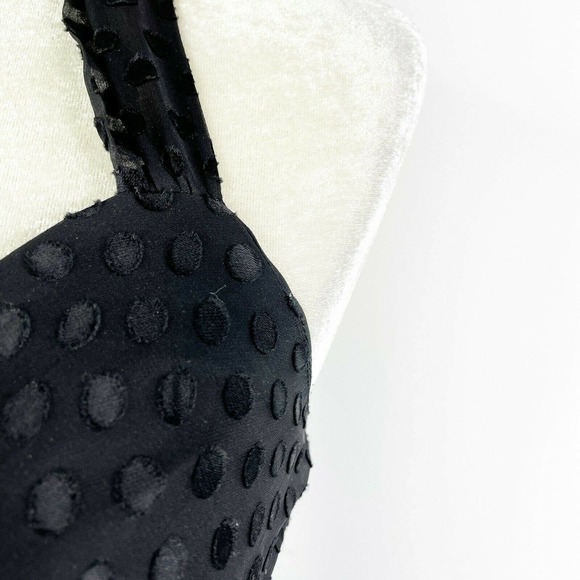 Vintage Betsey Johnson Dress Size 4 Silk Black Polka Dot Halter 90s 2000s Y2K - Picture 3 of 11